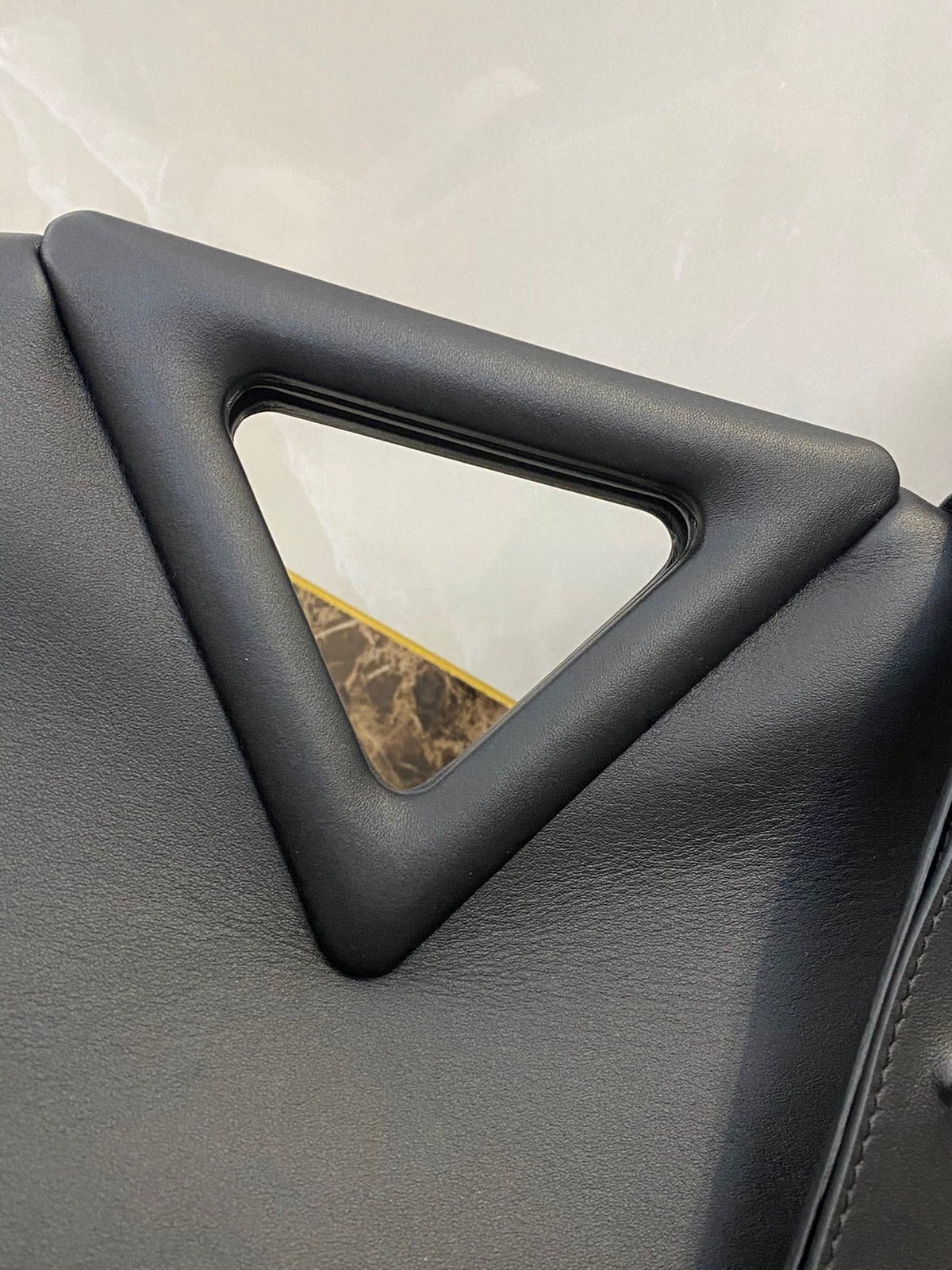 TRIANGLE HANDLE BAG 31 IN BLACK LAMBSKIN