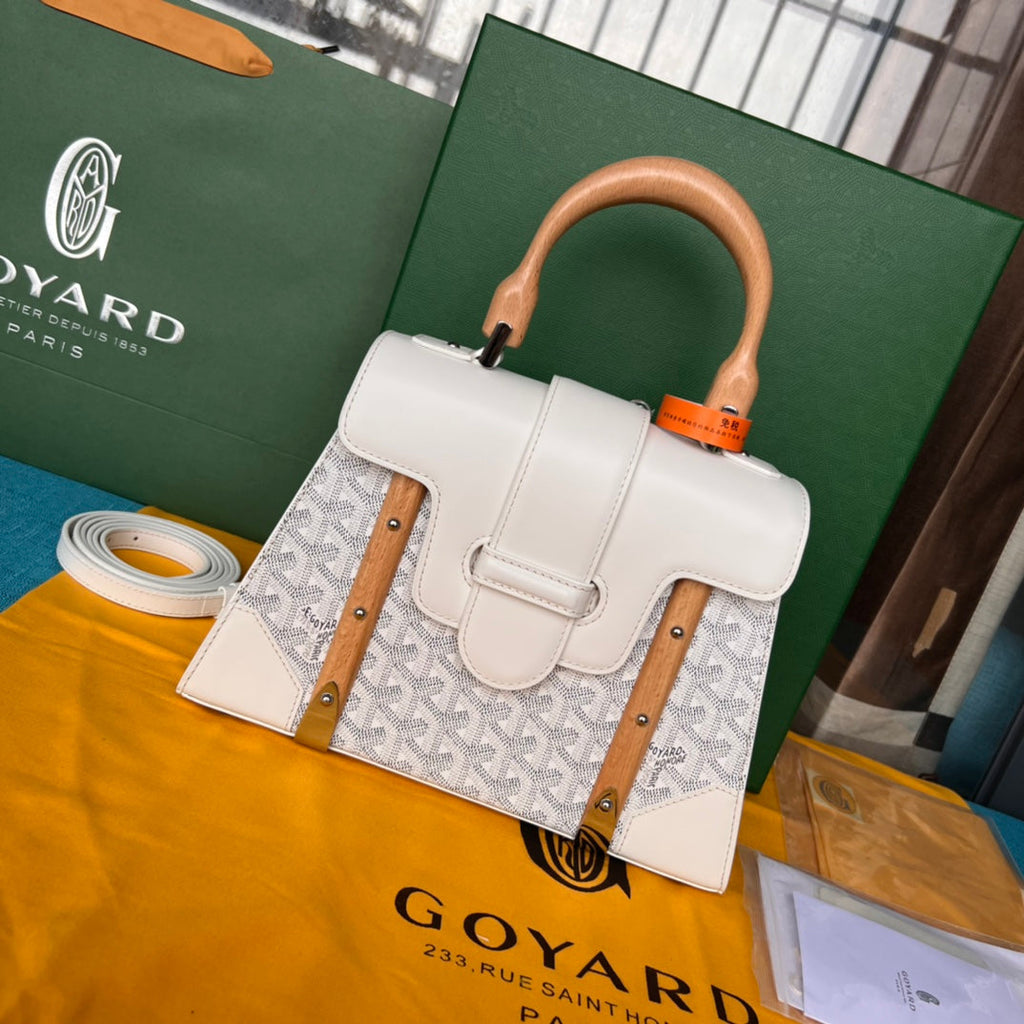 SAÏGON PM BAG 28 IN WHITE GOYARDINE CANVAS AND CALFSKIN