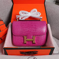 HM CONSTANCE 23 BARBIE PINK ALLIGATOR SILVER HARDWARE