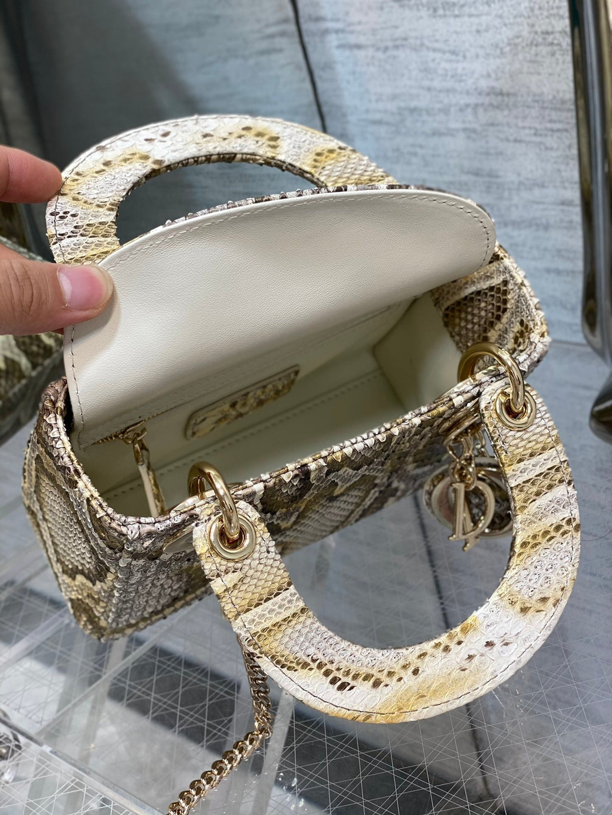 MINI LADY 17 BAG IN GOLDEN PYTHON LEATHER