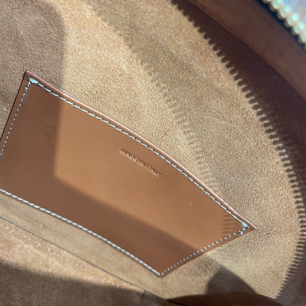 TRIOMPHE TOP HANDLE BAG 20 IN BRONZE BROWN CALFSKIN