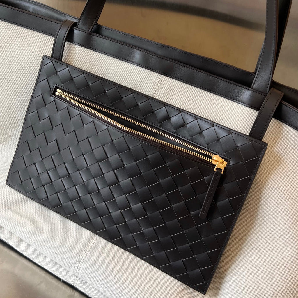 FLIP FLAP 38 IN WHITE CANVAS AND BLACK CALSKIN