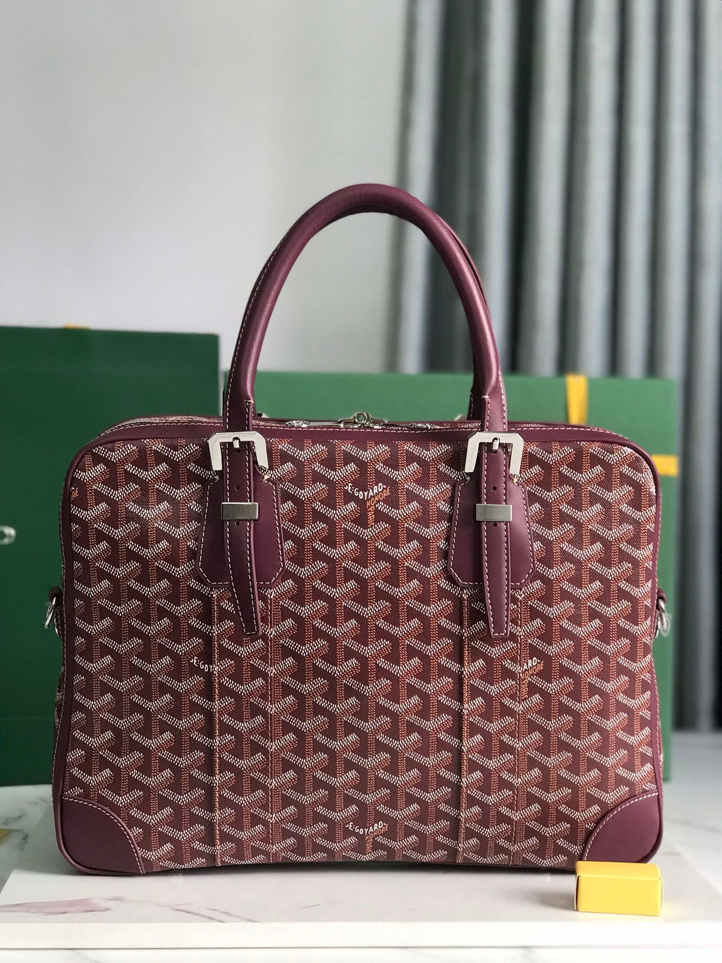 AMBASSADE DOCUMENT CASE 35 IN WINE RED GOYARDINE CANVAS
