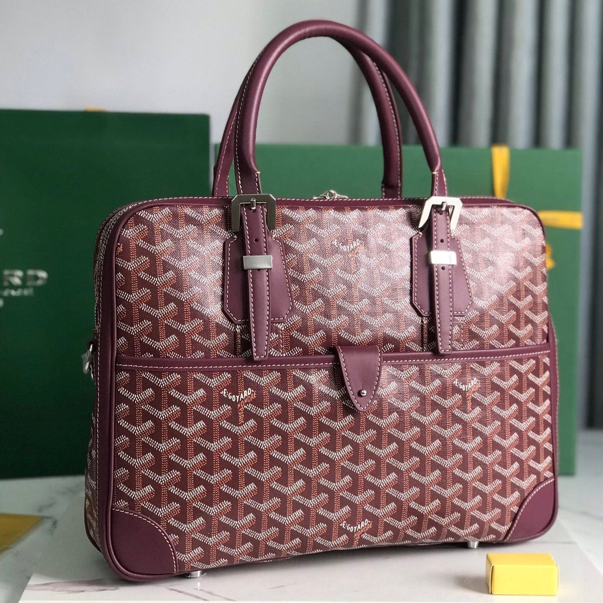 AMBASSADE DOCUMENT CASE 35 IN WINE RED GOYARDINE CANVAS