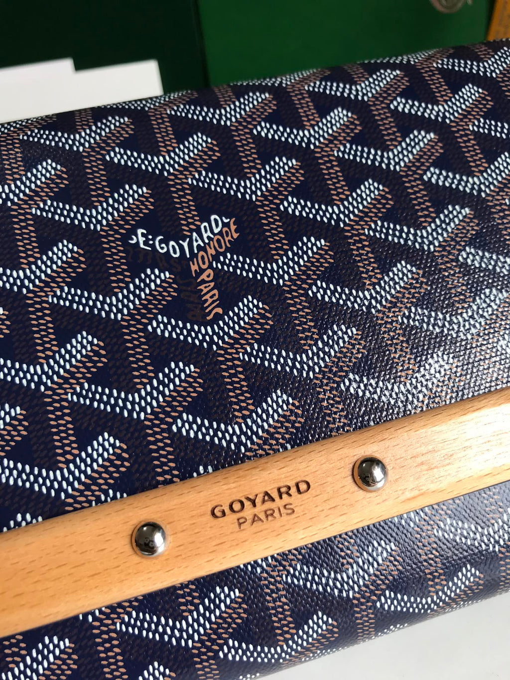 MONTE-CARLO PM CLUTCH 25 IN NAVY BLUE GOYARDINE CANVAS