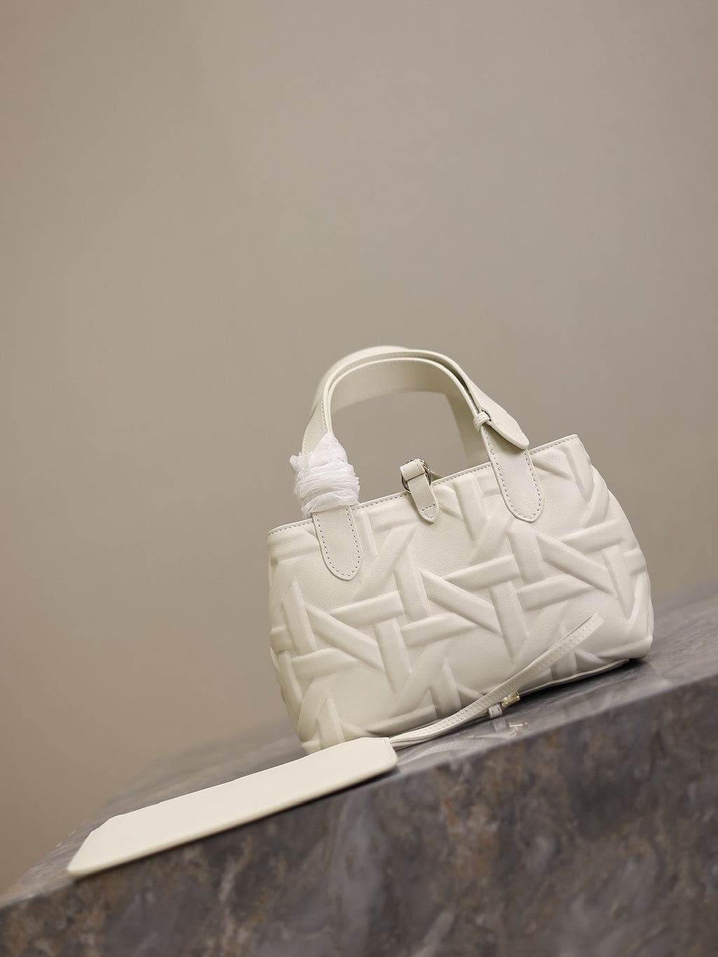 MINI TOUJOURS BAG 23 IN WHITE CANNAGE GRAPHIC CALFSKIN