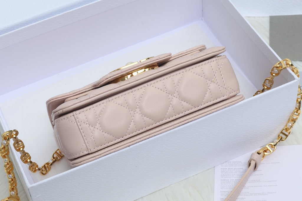 JOLIE TOP HANDLE BAG 19 IN PALE PINK CANNAGE CALFSKIN