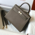 HM KELLY 25 ETOUPE EPSOM LEATHER GOLD HARDWARE