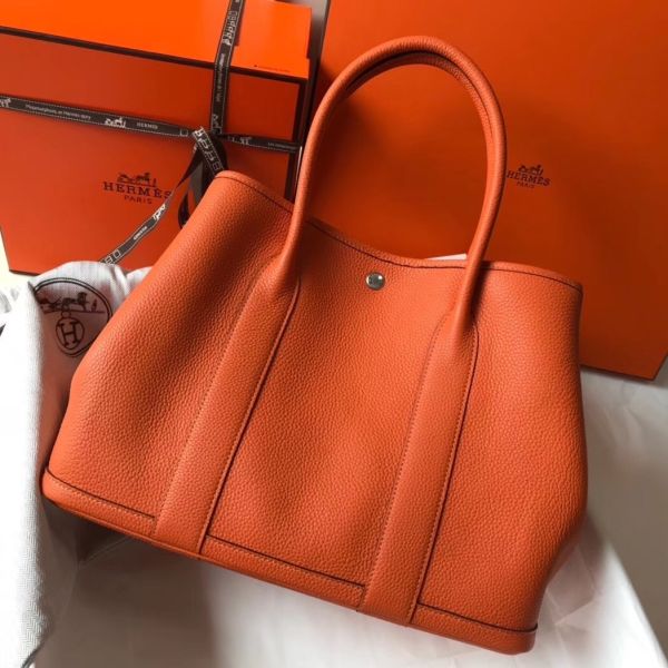 HERM Garden Party 36 Bag In Orange Clemence Leather