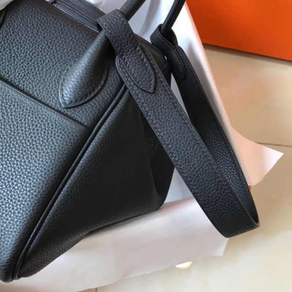 HERM Lindy 26cm Bag In Black Clemence Leather