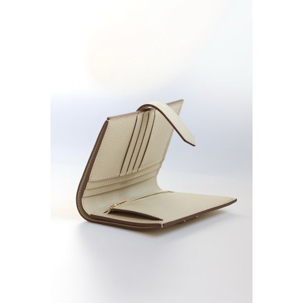 HERM Bearn Compact Handmade Wallet in Craie Epsom Calfskin