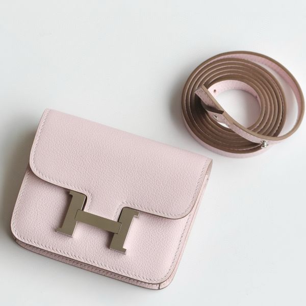 HERM Constance Slim Wallet in Mauve Pale Epsom Calfskin