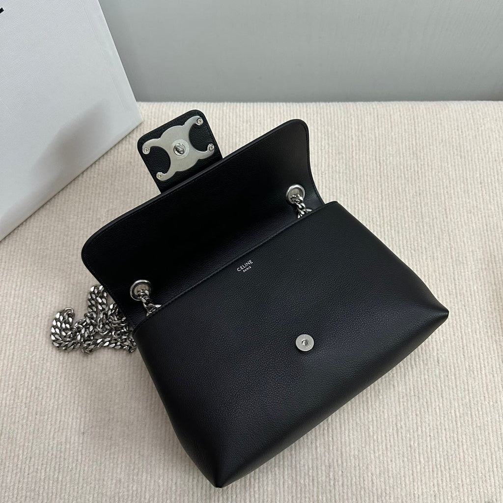 MEDIUM VICTOIRE BAG 25 IN BLACK SUPPLE CALFSKIN SILVER HARDWARE