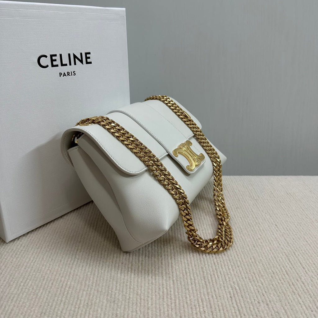 MEDIUM VICTOIRE BAG 25 IN WHITE SUPPLE CALFSKIN GOLD HARDWARE