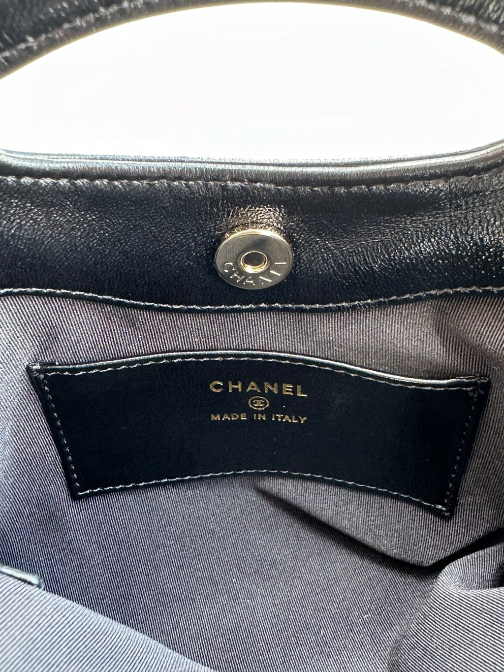 MINI SHOPPING BAG 20 IN BLACK MIX TAWNY BROWN LAMBSKIN GOLD-TONE METAL