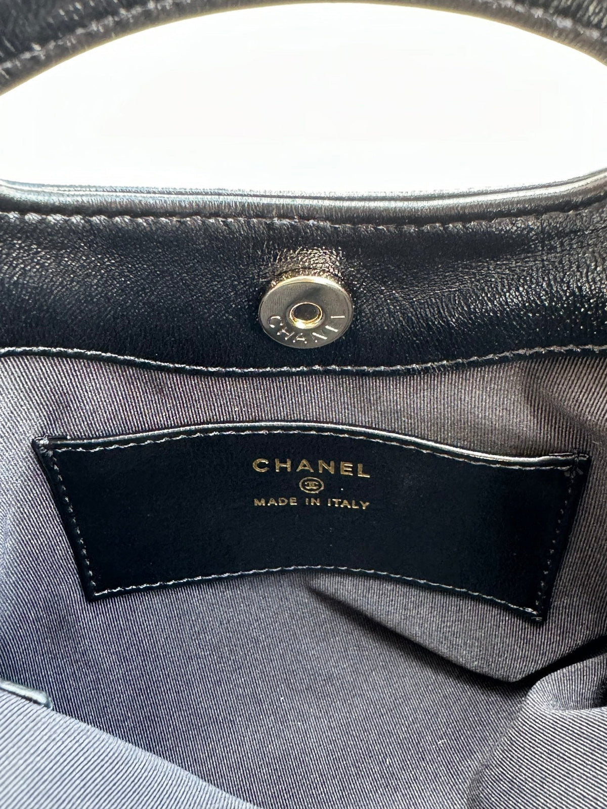 MINI SHOPPING BAG 20 IN BLACK MIX TAWNY BROWN LAMBSKIN GOLD-TONE METAL
