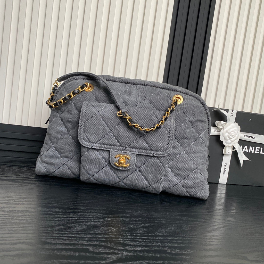 BOWLING BAG 44 IN SANTAS GRAY DENIM GOLD HARDWARE