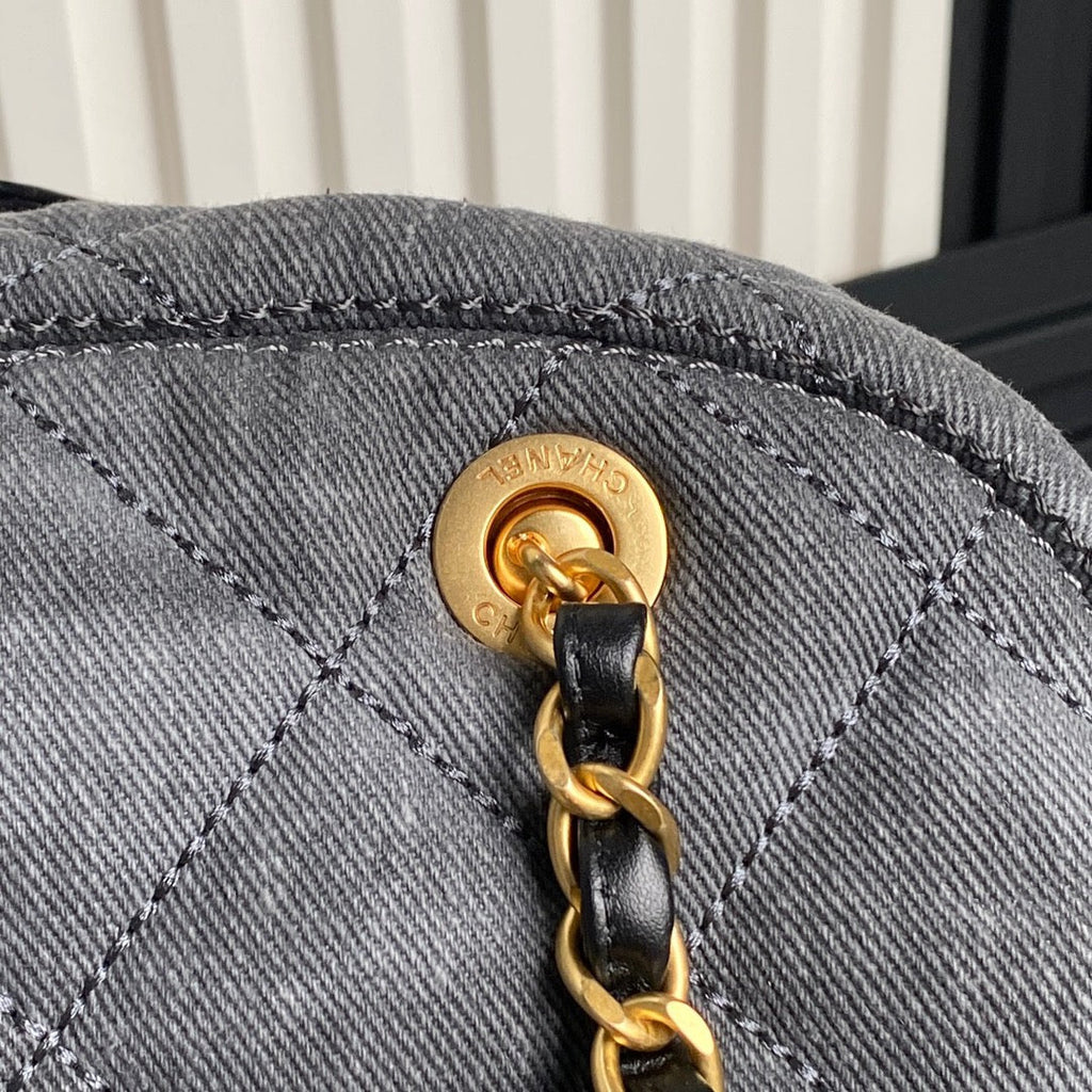 BOWLING BAG 33 IN SANTAS GRAY DENIM GOLD HARDWARE