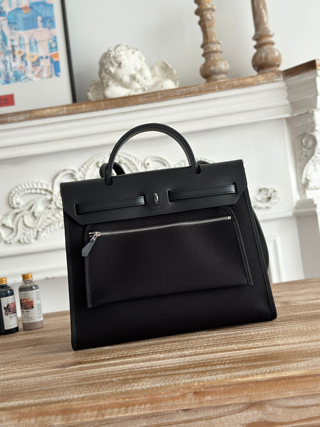 ZIP CABINE 31 BAG IN BLACK CANVAS AND CALFSKIN