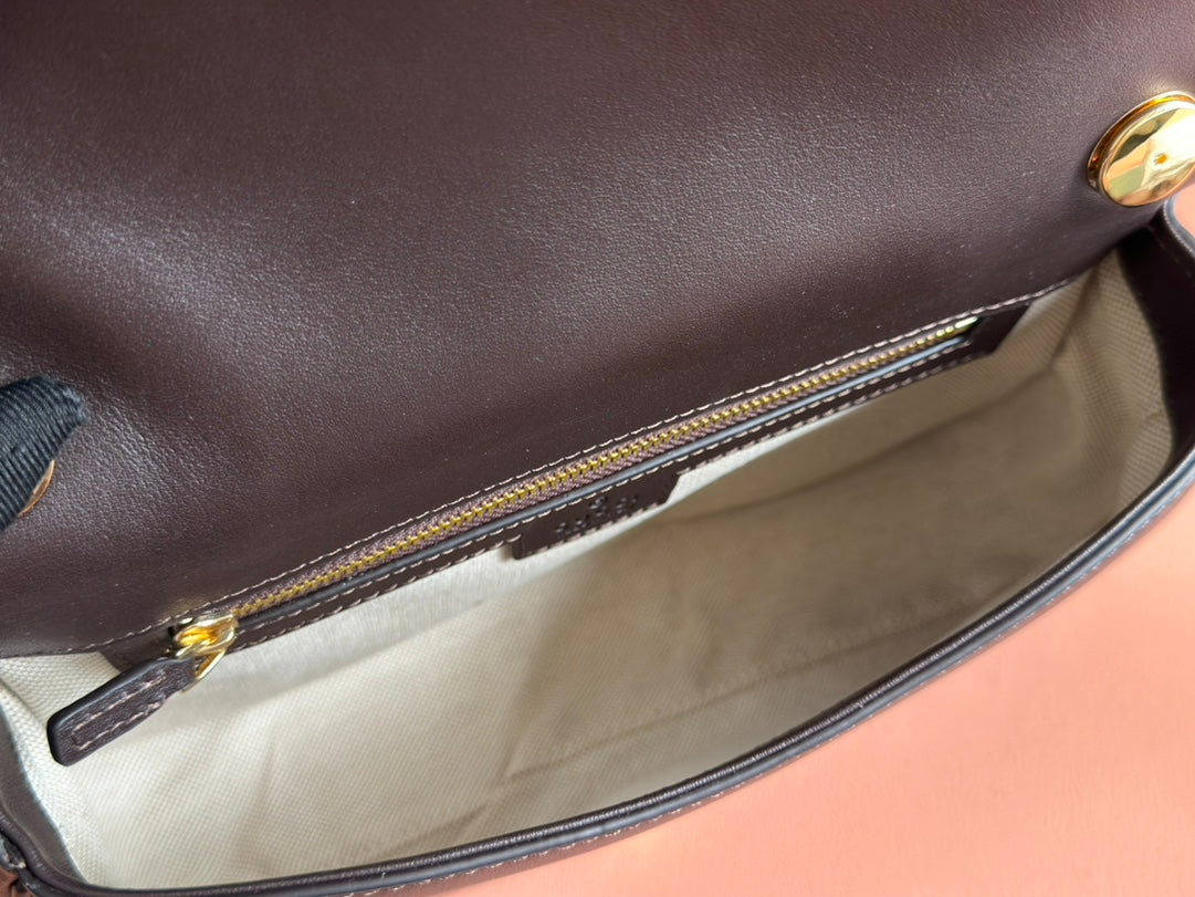 BLONDIE LARGE TOP HANDLE BAG 32 IN DARK BROWN CALFSKIN