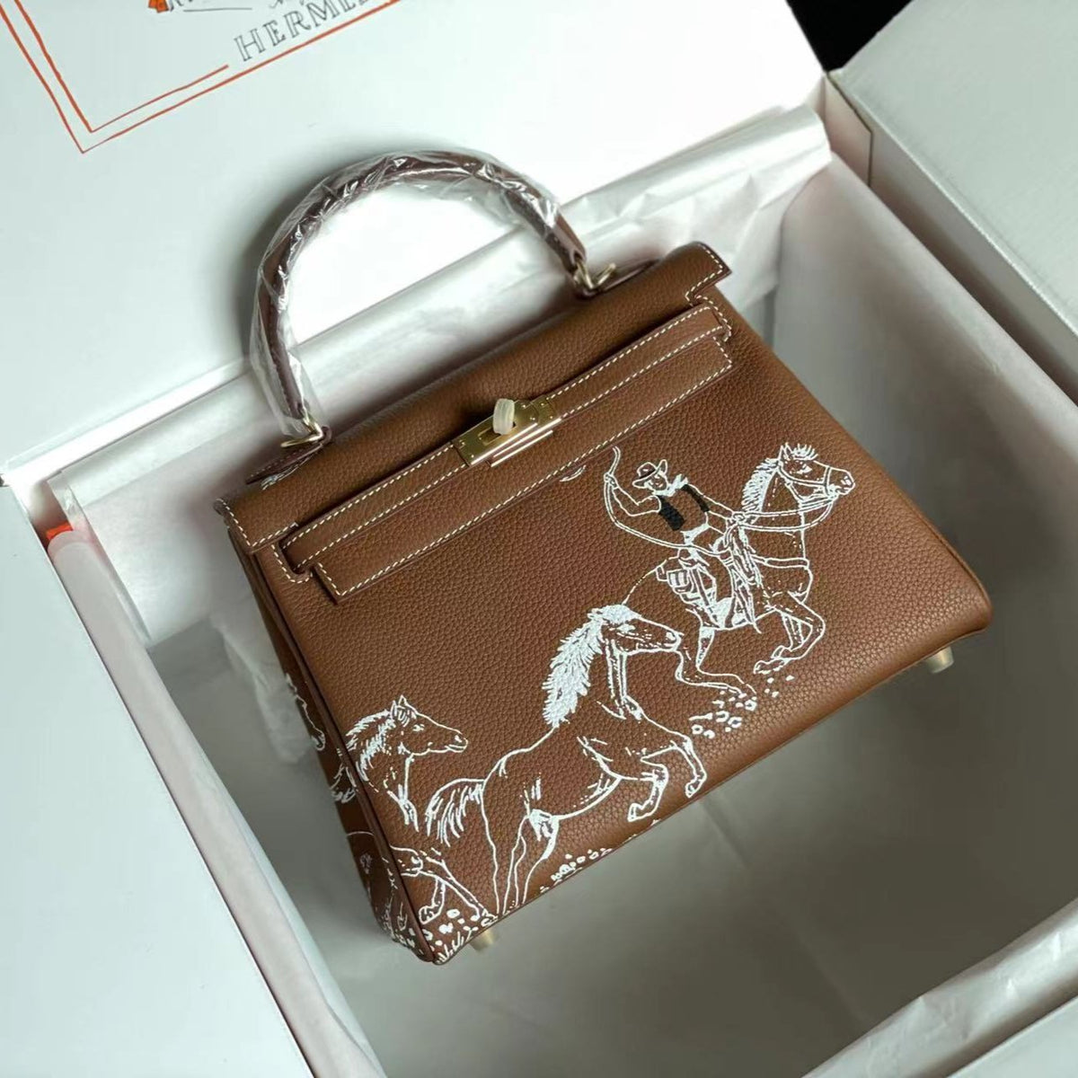 BIRKIN 25 BAG IN CHOCOLATE BROWN CALFSKIN WITH WHITE STICKER